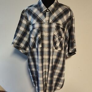 Harley-Davidson Men's Black and White Plaid Shirt High Performance